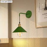 Vintage Style Gray/Red Conic Wall Mounted Light With 1 Bulb For Living Room Décor