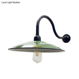 Vintage-Style Green Metallic Sconce Lighting For Dining Room - 1 Head Saucer Wall Light 12/14 Width