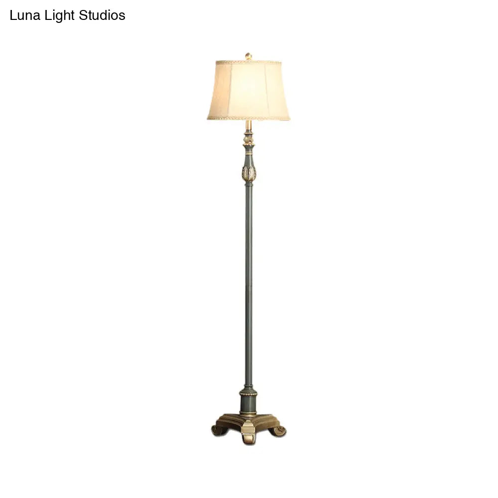 Vintage Style Grey Blue Tri-Leg Reading Floor Lamp With Fabric Shade - 1 Light Living Room