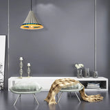 Vintage Style Grey Cement Scalloped Hanging Light For Dining Rooms - 1-Light Ceiling Lamp