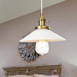 Vintage Style Hanging Pendant Lamp - Height Adjustable Conic Restaurant Lighting Brass