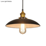 Vintage Style Iron Pendant Lighting For Restaurants - Bowl Shade 1 Light Black Finish Sizes: 12’/16