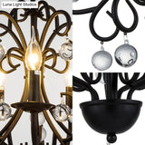 Vintage Style Metal Chandelier Lamp - Elegant 5-Light Suspension Light With Clear Crystal Ball