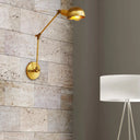 Vintage Style Metal Swing Arm Wall Lighting With Bowl Shade - 1 Light Brass Sconce For Study Room