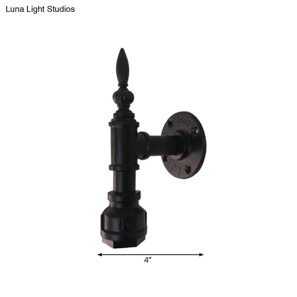 Vintage Style Metallic Matte Black Wall Lighting With Pipe Design And 1 Light For Bedroom