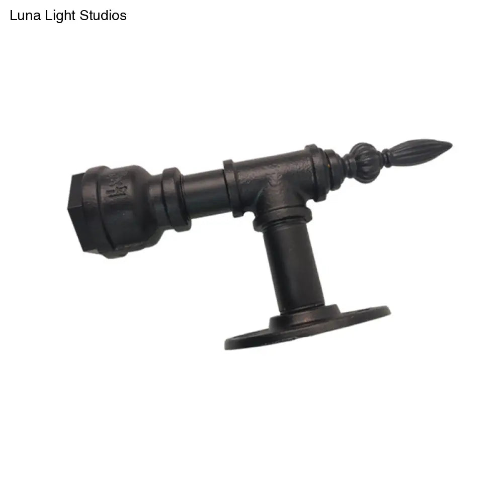 Vintage Style Metallic Matte Black Wall Lighting With Pipe Design And 1 Light For Bedroom