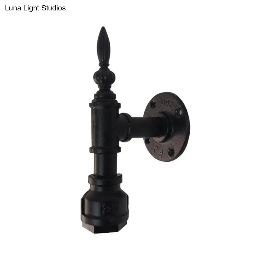 Vintage Style Metallic Matte Black Wall Lighting With Pipe Design And 1 Light For Bedroom