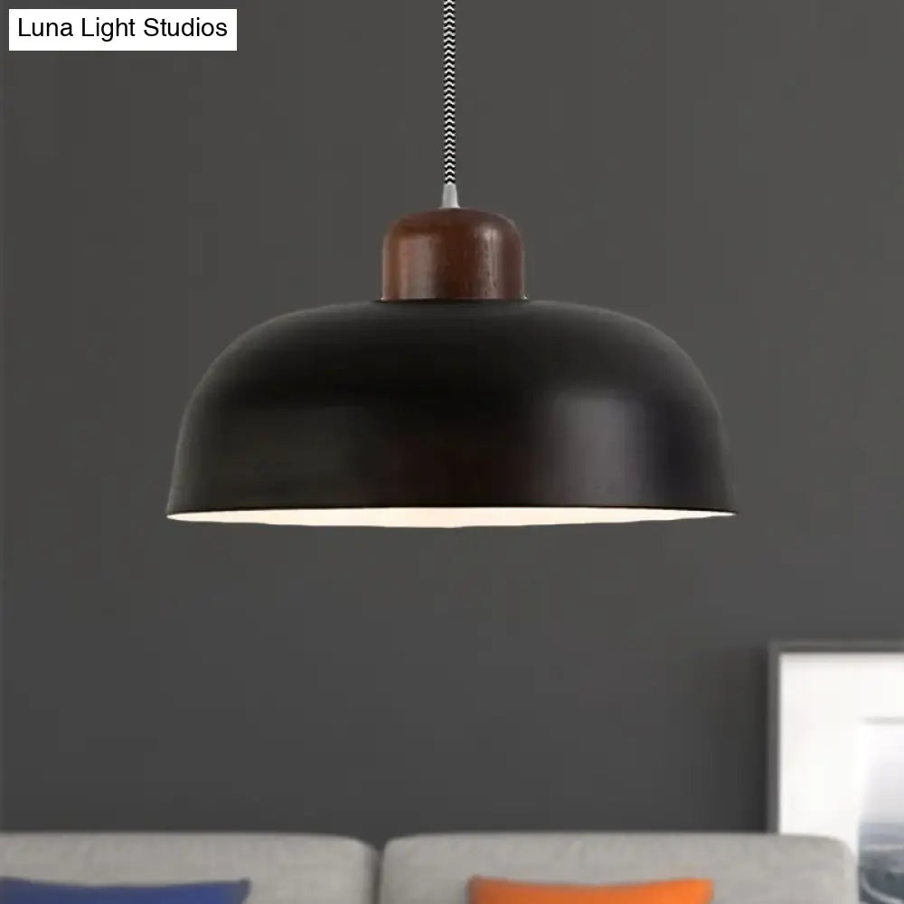 Vintage Style Metallic Pendant Lamp For Dining Table Ceiling With 12’/15’ W Bowl Shade 1 Light