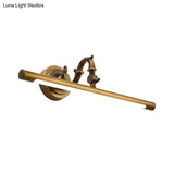 Vintage Style Metallic Tubular Wall Sconce - Led Vanity Light In Brass For Bathroom