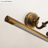 Vintage Style Metallic Tubular Wall Sconce - Led Vanity Light In Brass For Bathroom