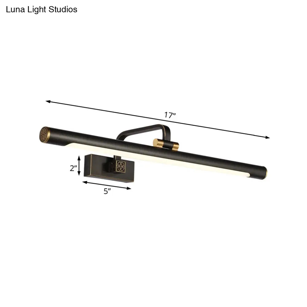 Vintage Style Metallic Wall Light With Led For Bathroom - 17/22.5 Bronze Finish