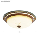 Vintage Style Opaline Glass Led Dome Flush Mount Ceiling Light In Brown - 14’/16’/20’ Width