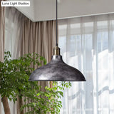 Vintage Style Pendant Lamp For Restaurant - Metal Bowl Ceiling Light In Black/White