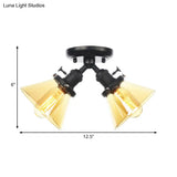 Vintage Style Restaurant Ceiling Light Fixture - 2 Heads Black/Bronze Semi Flush Mount -