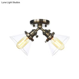 Vintage Style Restaurant Ceiling Light Fixture - 2 Heads Black/Bronze Semi Flush Mount -