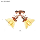 Vintage Style Restaurant Ceiling Light Fixture - 2 Heads Black/Bronze Semi Flush Mount -
