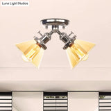 Vintage Style Restaurant Ceiling Light Fixture - 2 Heads Black/Bronze Semi Flush Mount -