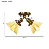 Vintage Style Restaurant Ceiling Light Fixture - 2 Heads Black/Bronze Semi Flush Mount -