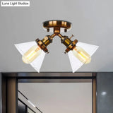 Vintage Style Restaurant Ceiling Light Fixture - 2 Heads Black/Bronze Semi Flush Mount -