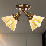 Vintage Style Restaurant Ceiling Light Fixture - 2 Heads Black/Bronze Semi Flush Mount -
