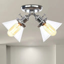 Vintage Style Restaurant Ceiling Light Fixture - 2 Heads Black/Bronze Semi Flush Mount -