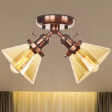 Vintage Style Restaurant Ceiling Light Fixture - 2 Heads Black/Bronze Semi Flush Mount -