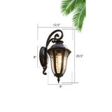 Vintage Style Rippled Glass Sconce With 1-Light And Black Finish Ideal For Yard Wall Mounting / 12.5