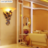 Vintage Style Sandblasted Glass Flared Wall Light | Golden Sconce Fixture