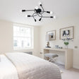 Vintage Style Twisted Arm 8-Light Semi Flush Mount Ceiling Light In Black/White For Living Room