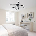 Vintage Style Twisted Arm 8-Light Semi Flush Mount Ceiling Light In Black/White For Living Room