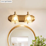 Vintage Style Vanity Sconce Light With Clear Glass Shade Golden Wall Lighting For Bathroom - 2/3