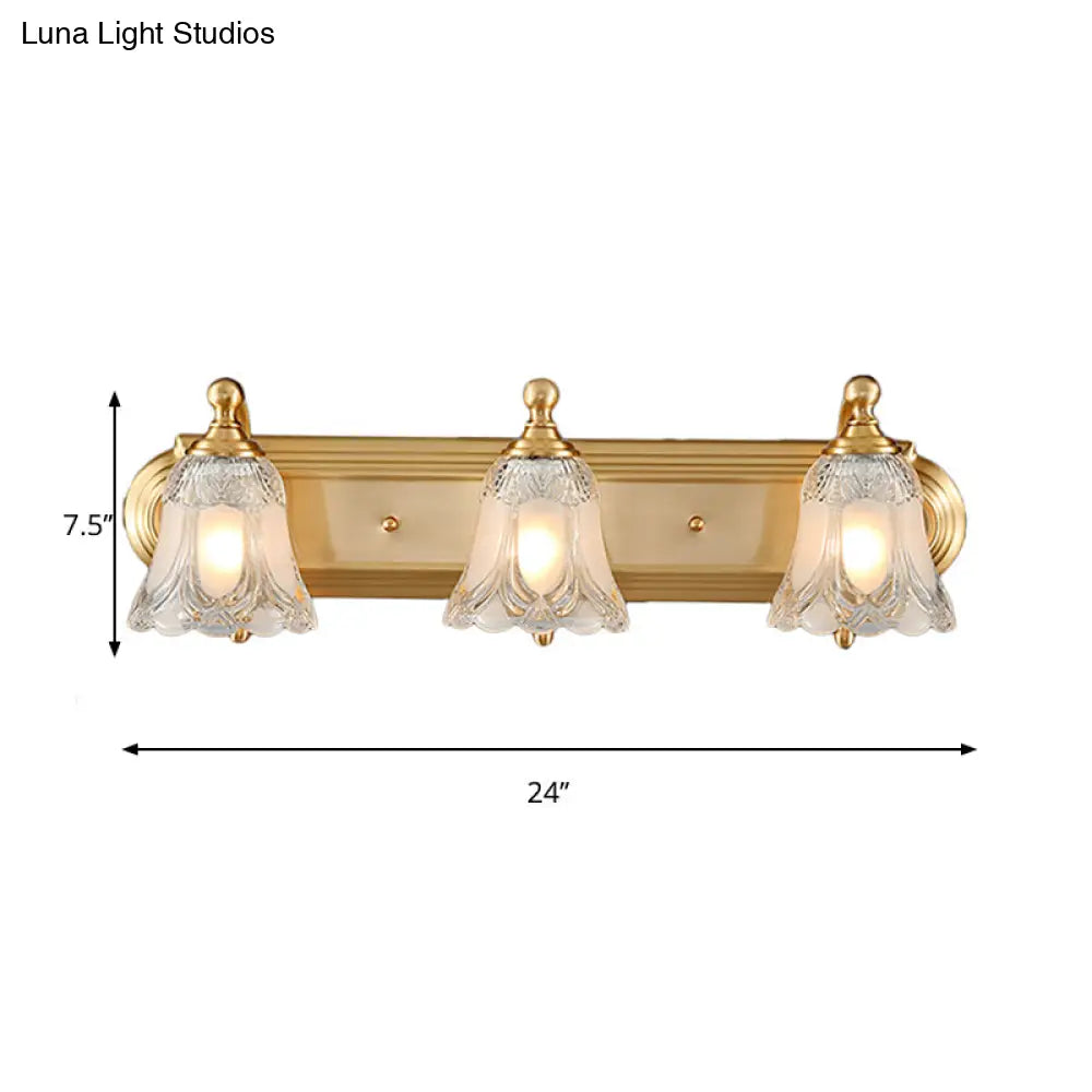Vintage Style Vanity Sconce Light With Clear Glass Shade Golden Wall Lighting For Bathroom - 2/3