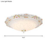 Vintage Style White Opaline Glass Led Flushmount Ceiling Lamp - 14’ 16.5’ 21’ Wide Warm/White Light