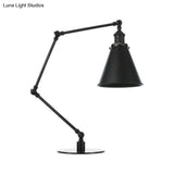 Vintage Stylish Conical Table Lamp With Metallic Shade Ideal For Study Rooms - 1 Head Black/Brass