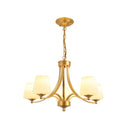 Vintage Tapered Pendant Chandelier - White Glass & Clear Crystal 5/6-Light Dining Room Black/Gold 5