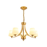 Vintage Tapered Pendant Chandelier - White Glass & Clear Crystal 5/6-Light Dining Room Black/Gold 5