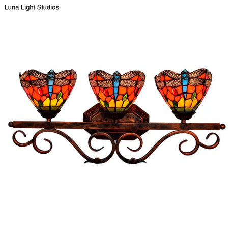 Vintage Tiffany-Style Dragonfly Vanity Lights: Colorful Over-Mirror Fixtures