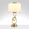Vintage Twist Metallic Nightstand Lamp - Single-Bulb Table Light With Fabric Shade Beige