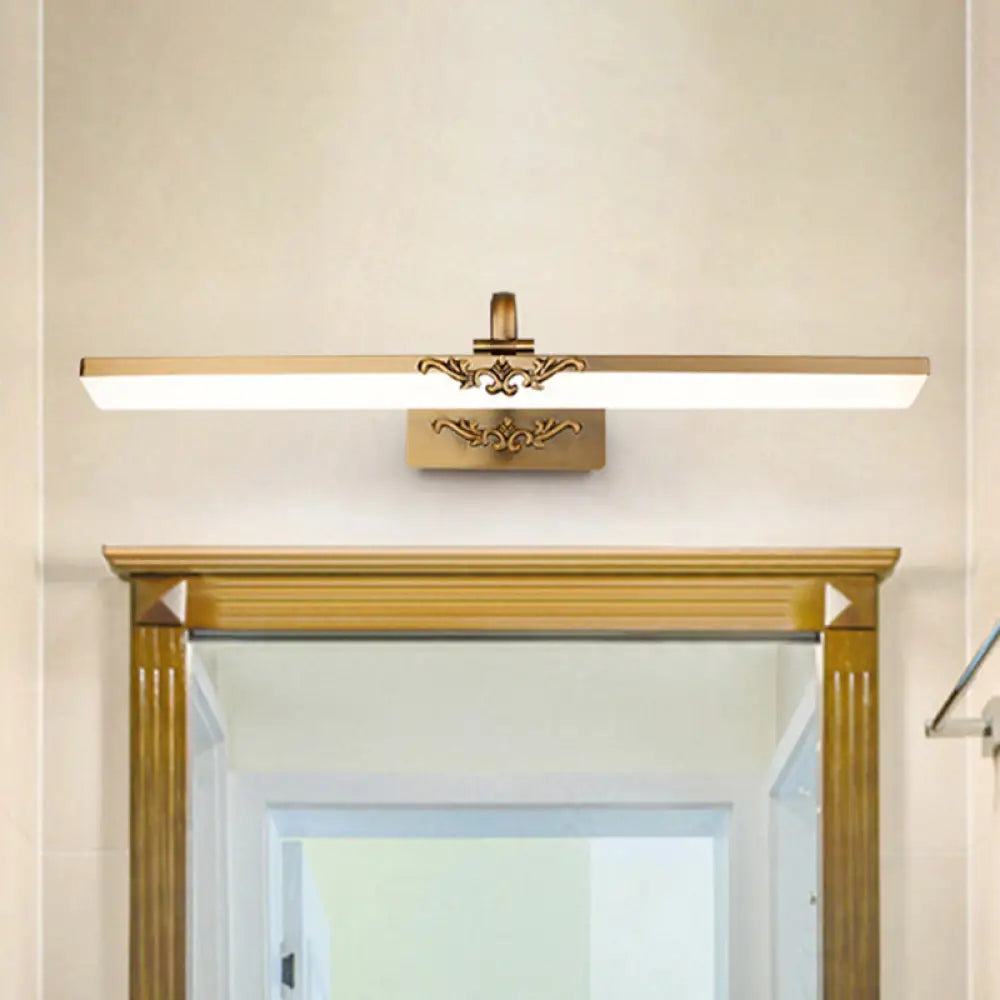 Vintage Ultra-Thin Metal Bronze Wall Vanity Light With Integrated Led For Bedroom - Warm/White