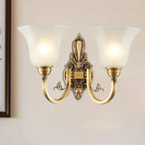 Vintage Wall Sconce Lamp With White Glass Shade & Brass Metallic Finish 2 /
