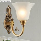Vintage Wall Sconce Lamp With White Glass Shade & Brass Metallic Finish
