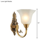 Vintage Wall Sconce Lamp With White Glass Shade & Brass Metallic Finish