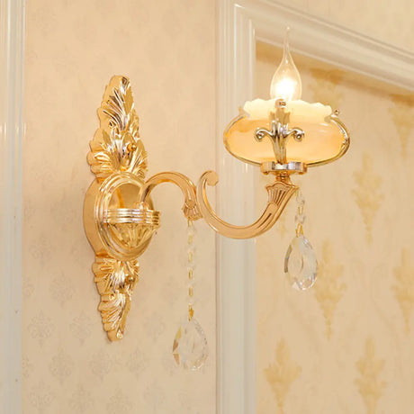 Vintage Weathered Zinc Wall Light With Crystal Accent - Imitation Jade Shade 1 / Dark A