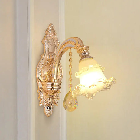 Vintage Weathered Zinc Wall Light With Crystal Accent - Imitation Jade Shade 1 / Dark I