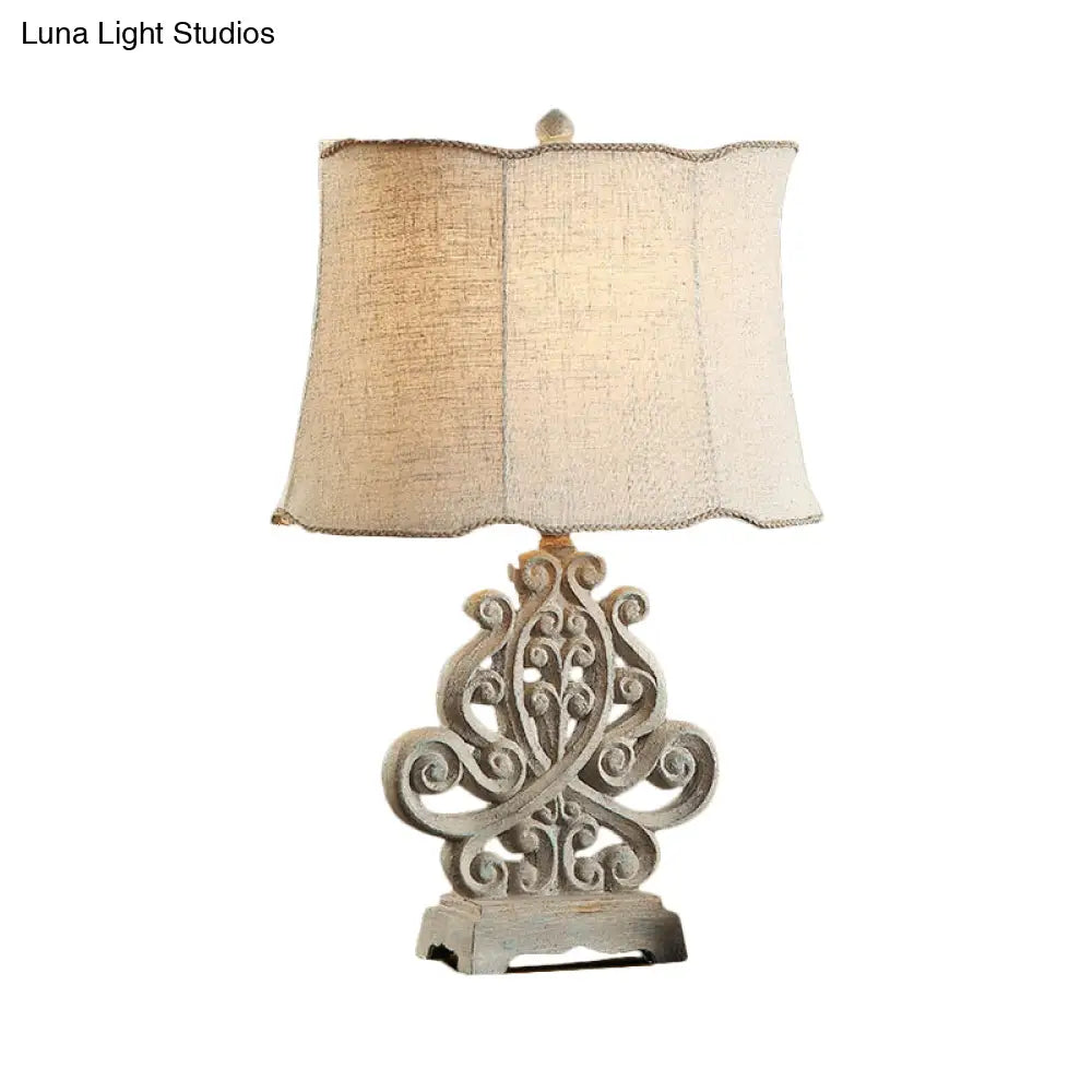 Vintage White Cylinder Table Lamp With Braided Trim - Ideal For Study Rooms And Night Lighting