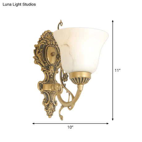 Vintage White Floral Glass Wall Light - Kitchen Mount Fixture