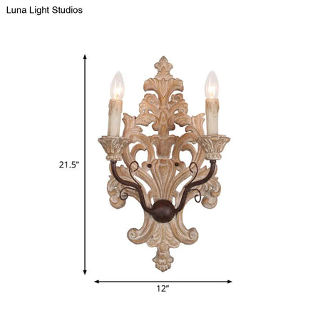 Vintage White Wood 2-Light Candle Wall Sconce For Porch