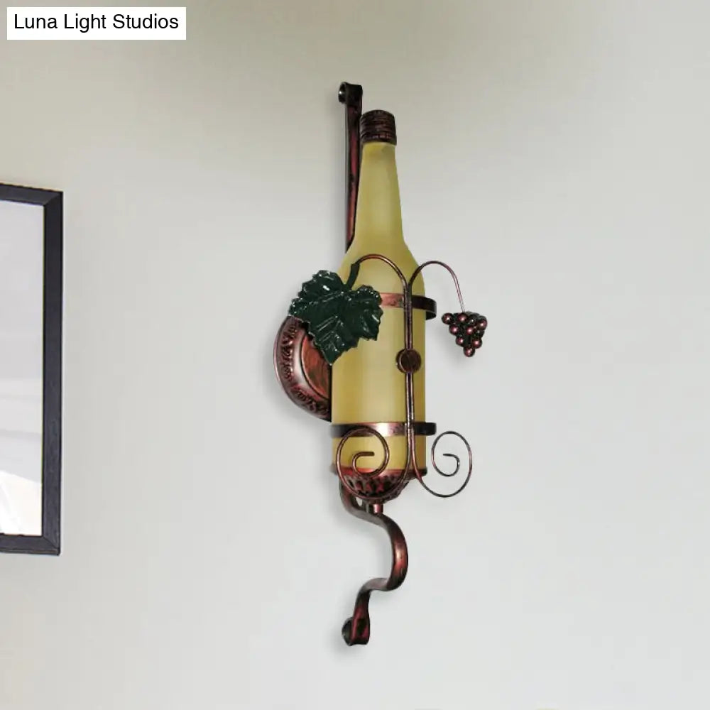 Vintage Wine Bottle Wall Sconce Light In Yellow For Dining Room