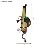 Vintage Wine Bottle Wall Sconce Light In Yellow For Dining Room