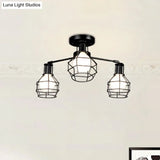 Vintage Wire Framed Metal Ceiling Lights With Adjustable Heads For Bedroom - Available In 3/5/8 And